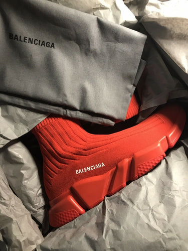 Balenciaga | Speed Trainer Rib-Knit Rouge  | 540818